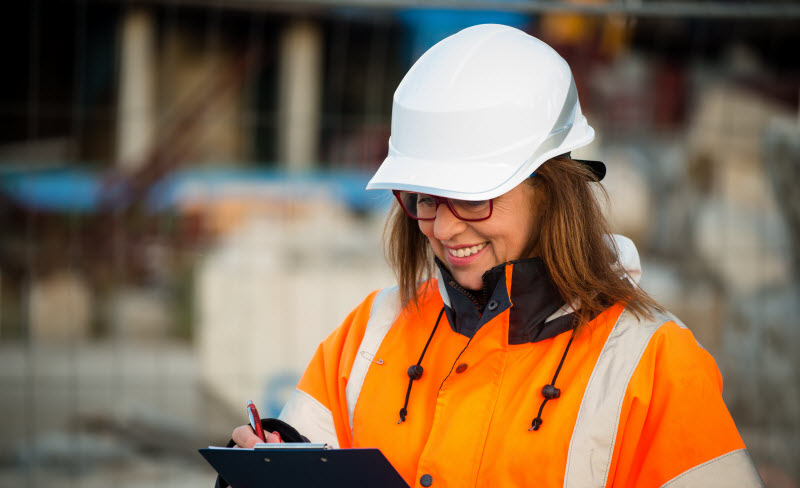 woman engineer wearing protective workwear at work